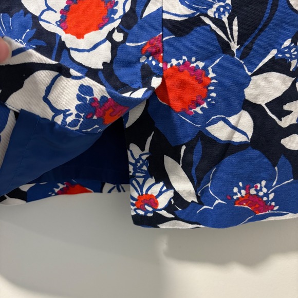 Talbots Petites Floral Print Cotton Blend Skirt Cobalt Red‎ White 4P - Picture 7 of 10
